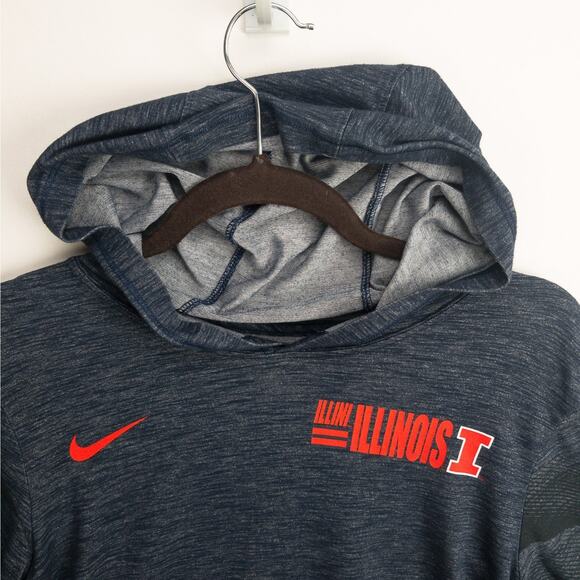 Nike Illinois Illini Hooded Tee Men’s Small Blue Dri-FIT Athletic Classic Logo - Picture 6 of 11